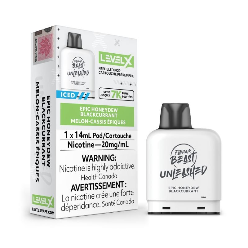 Flavour Beast Unleashed Level X Pods - Epic Honeydew Blackcurrant Iced - Vape Crush