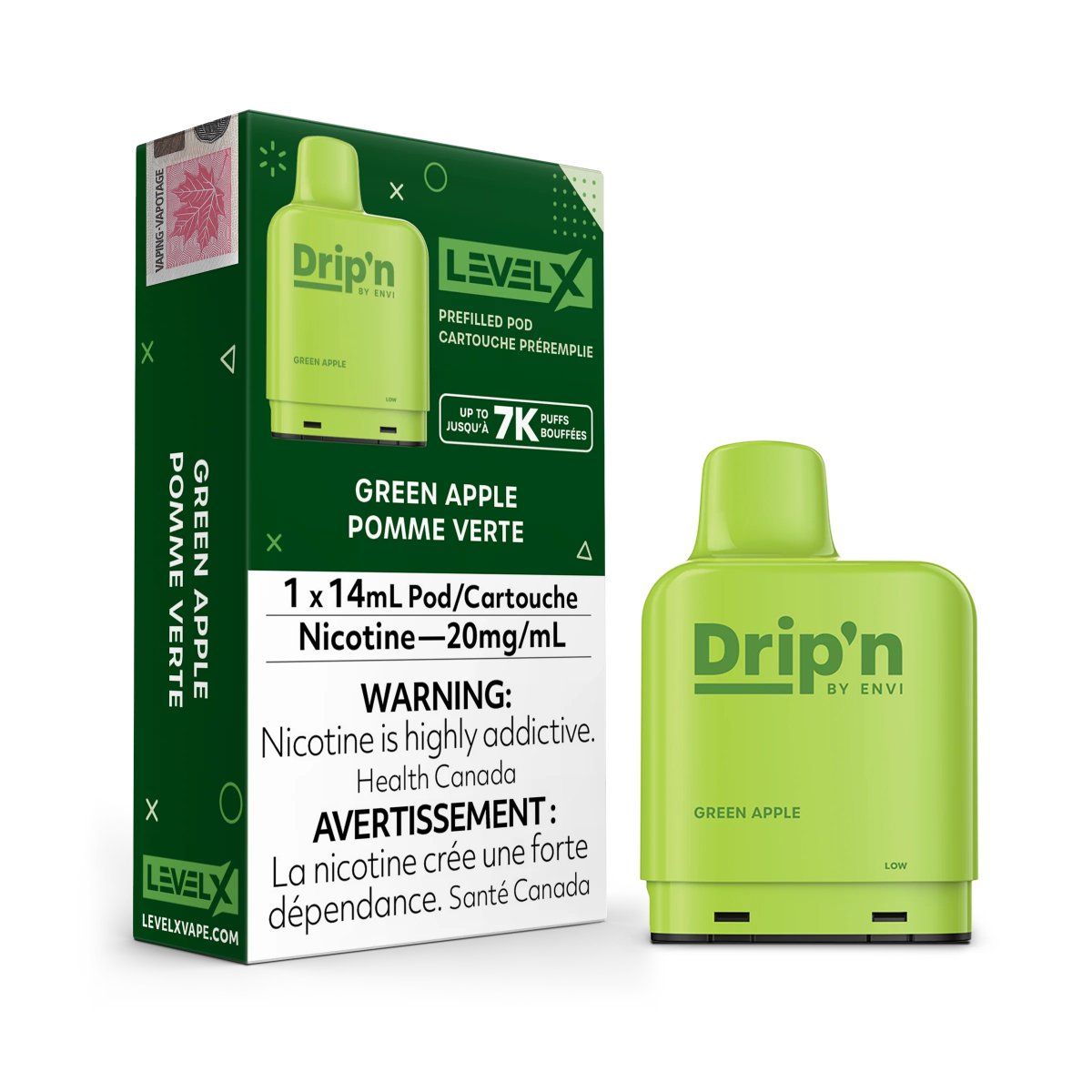 Envi Drip'n Level X Pods - Green Apple - Vape Crush