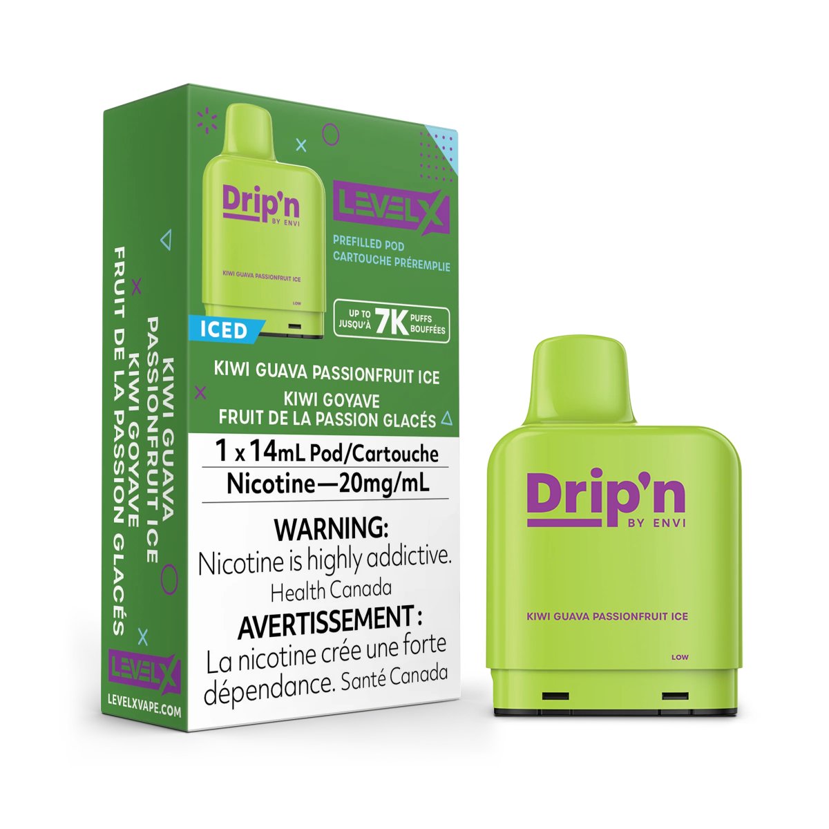 Envi Drip'n Level X Pods - Kiwi Guava Passionfruit Ice - Vape Crush