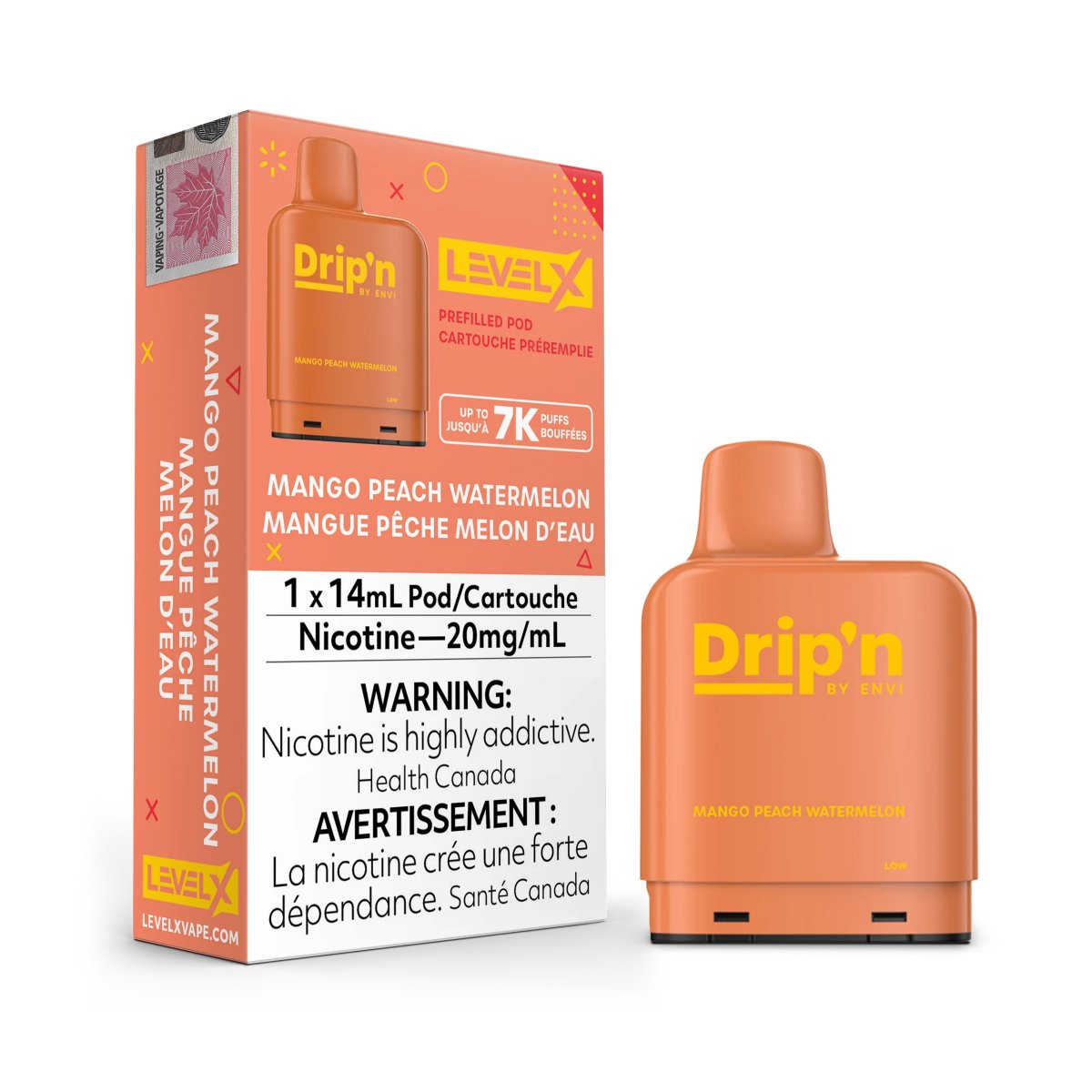 Envi Drip'n Level X Pods - Mango Peach Watermelon - Vape Crush