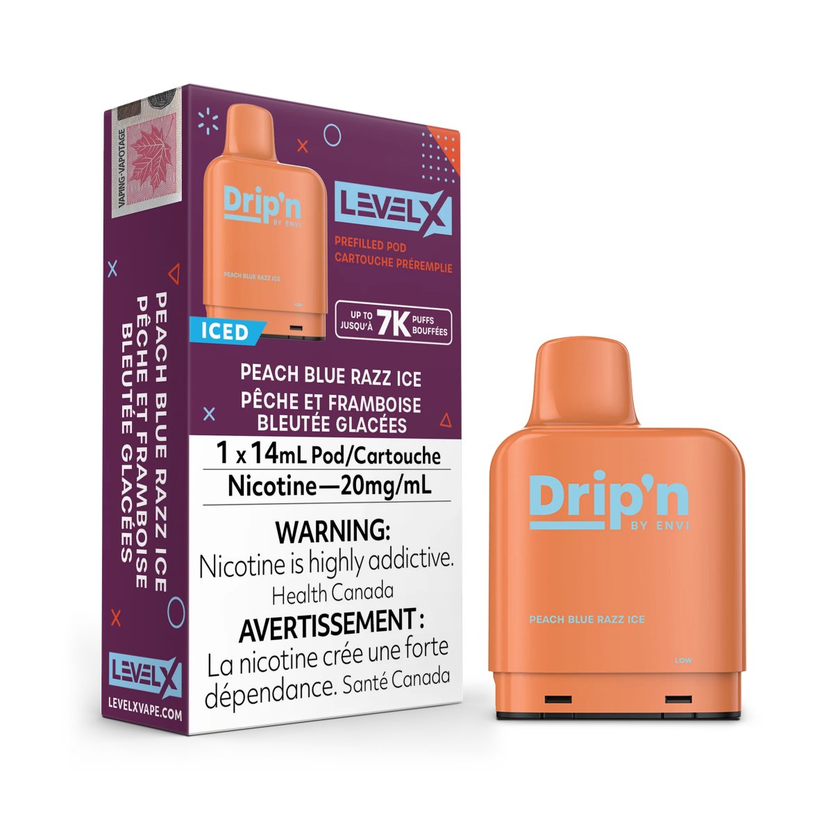 Envi Drip'n Level X Pods - Peach Blue Razz Ice - Vape Crush