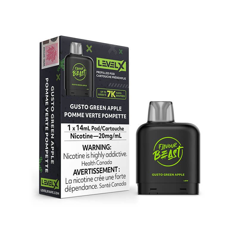 Flavour Beast Level X Pods - Gusto Green Apple - Vape Crush