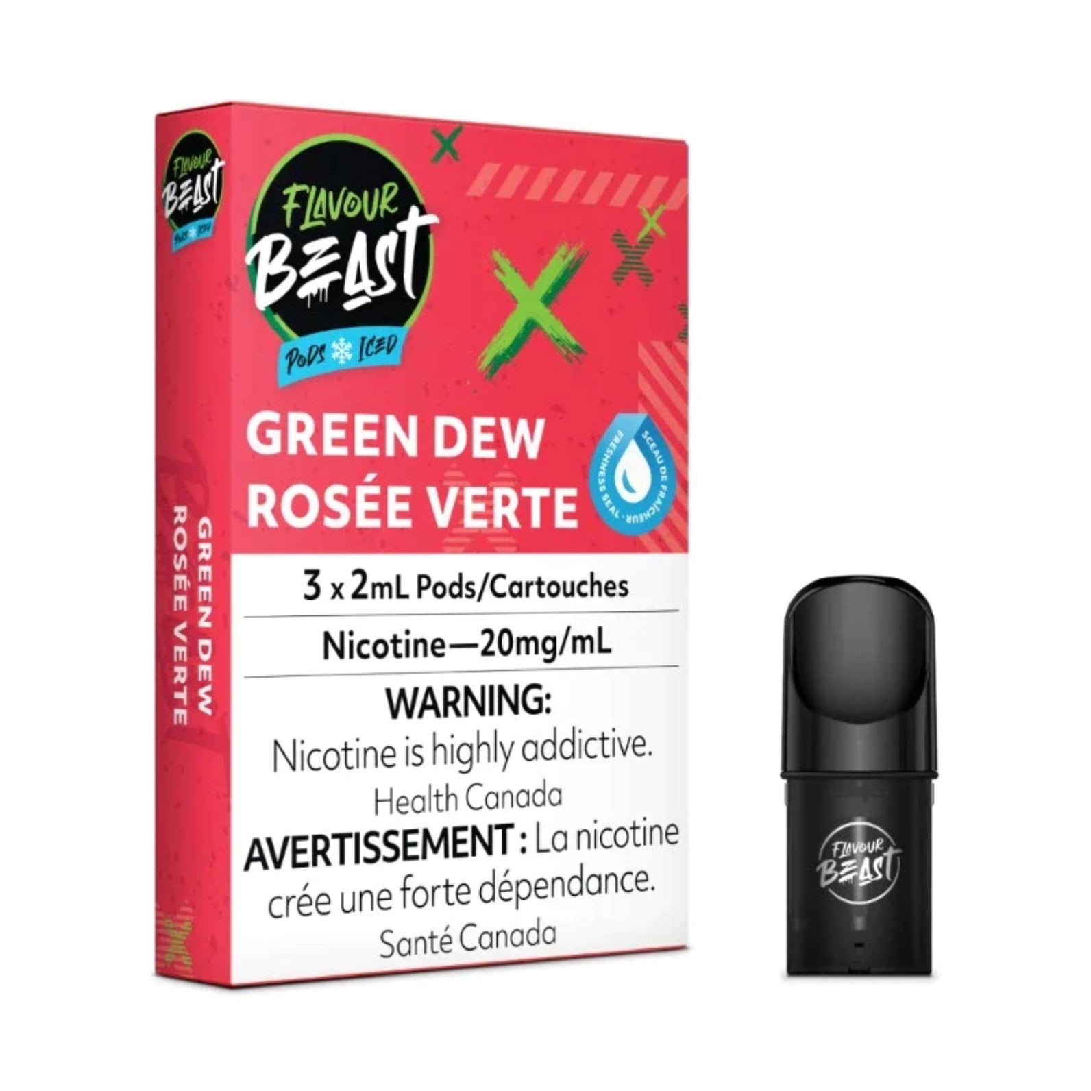 Flavour Beast Pods - Gnarly Green D Iced - Vape Crush