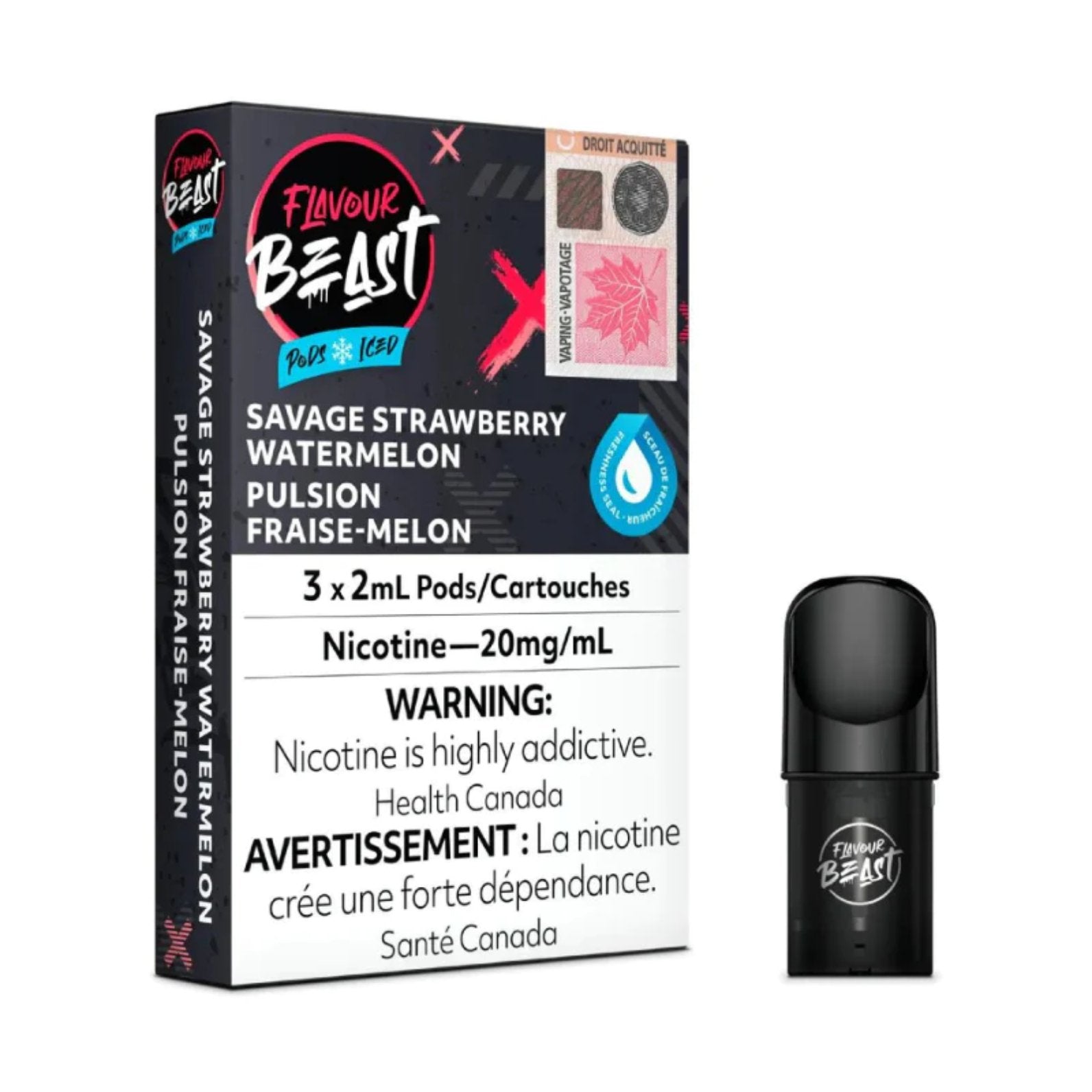 Flavour Beast Pods - Savage Strawberry Watermelon Iced - Vape Crush