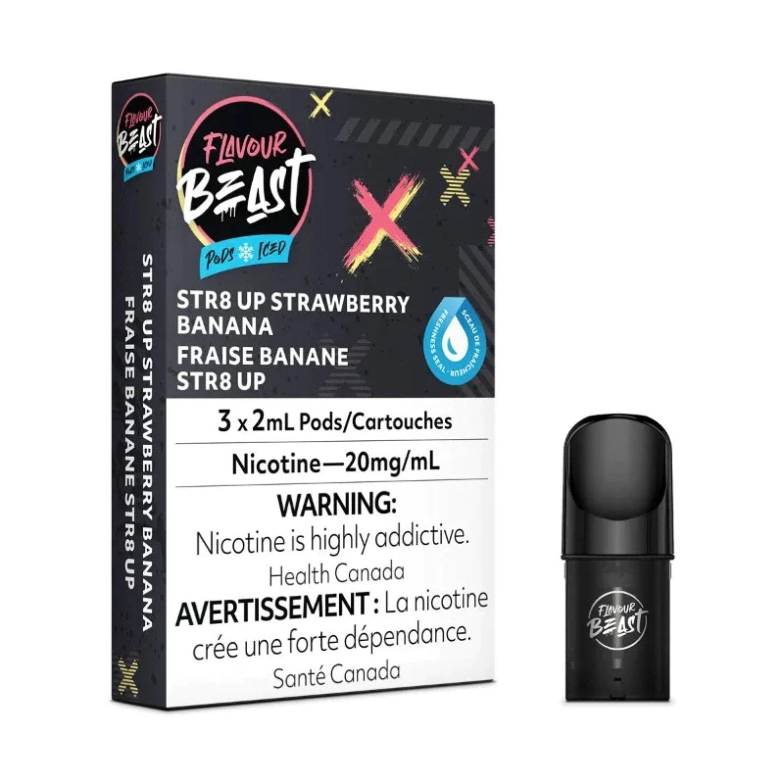 Flavour Beast Pods - Str8 Up Strawberry Banana Iced - Vape Crush